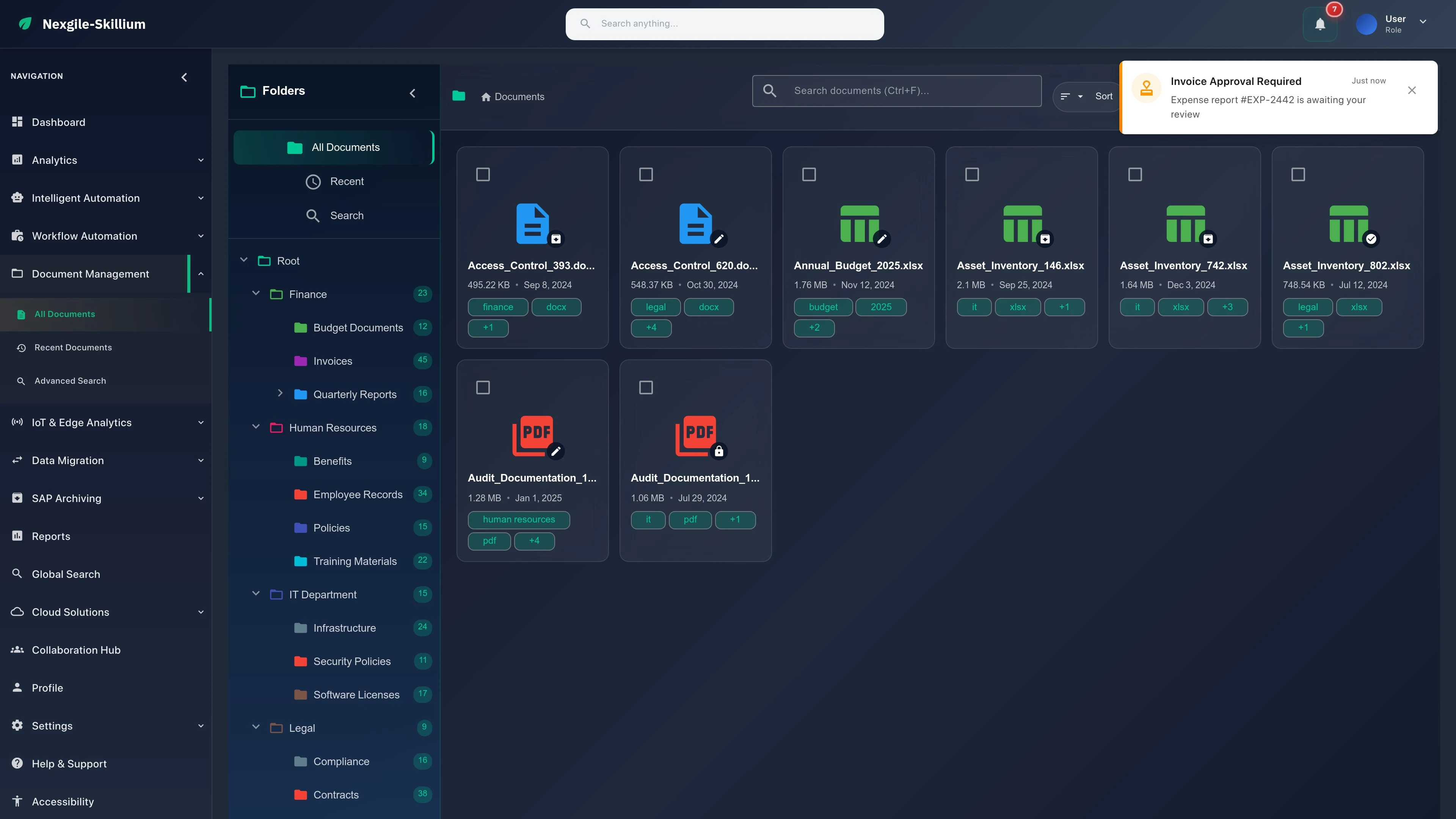 Documents Management Interface - Enterprise document management with AI-powered classification and workflow automation